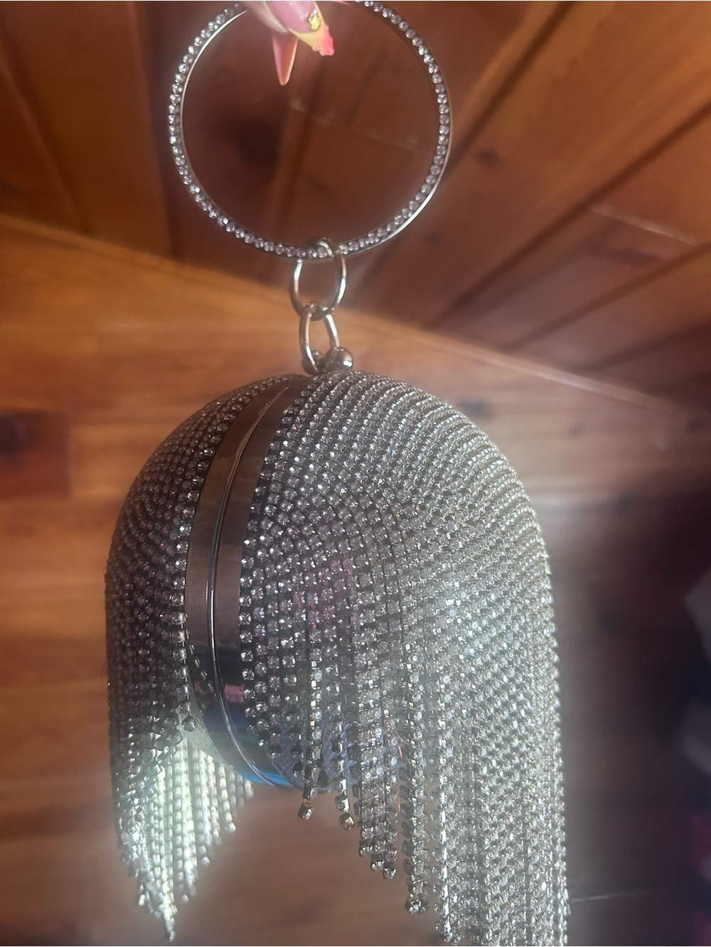 Silver Crystal Fringe  Bag